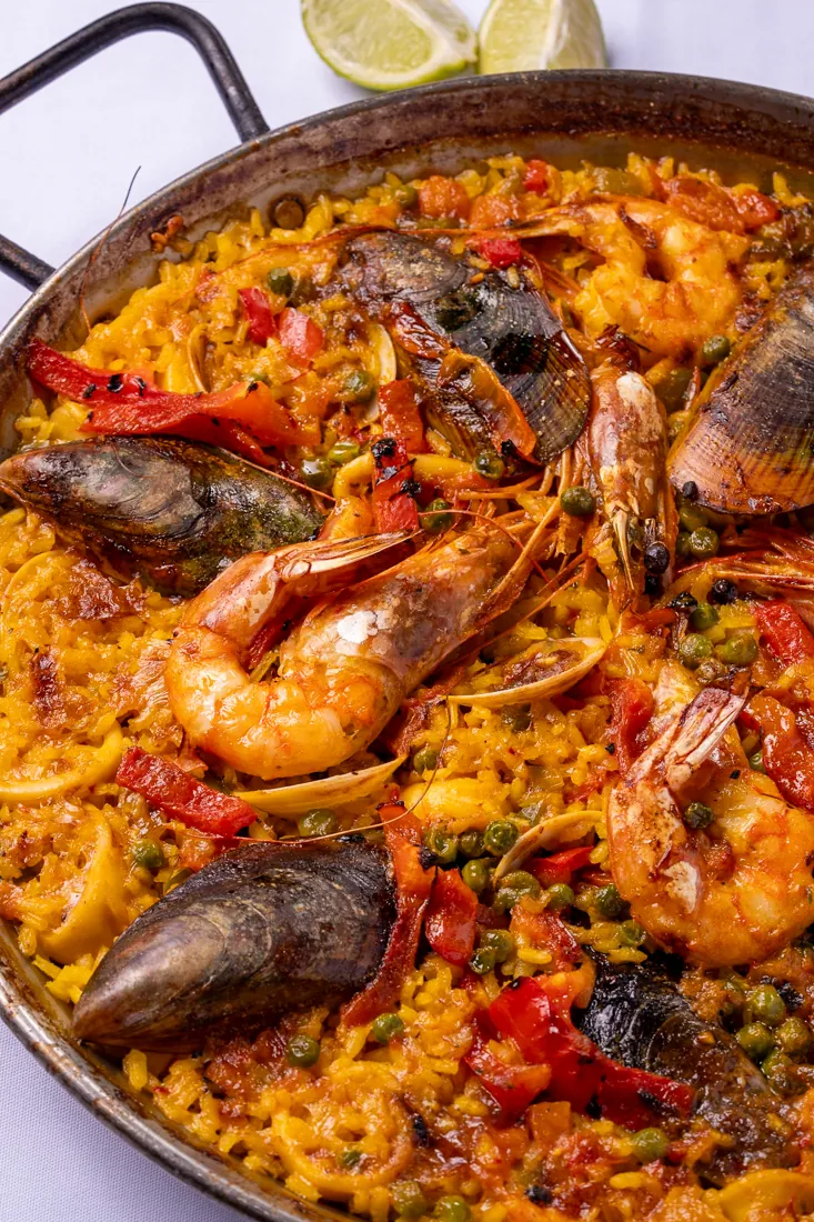 Paella Valenciana with saffron rice at Los Gallegos in Miami